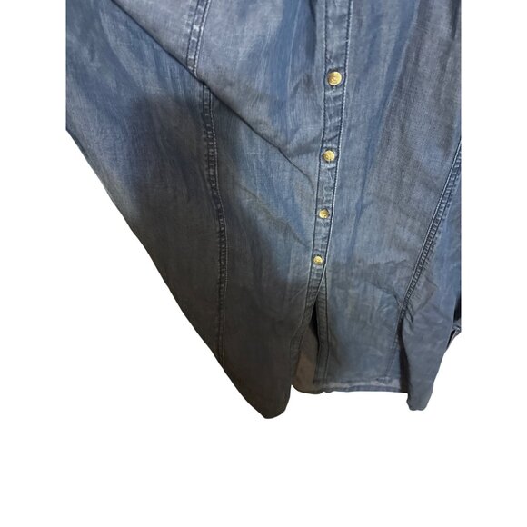 Chicos Sz 20 Denim Blue Button Down Maxi Shirt Dress Lightweight Chambray - Picture 3 of 4